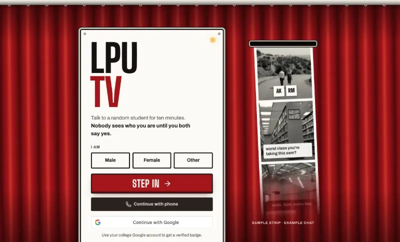 LpuTV: a photo booth for talking to a random student for ten minutes